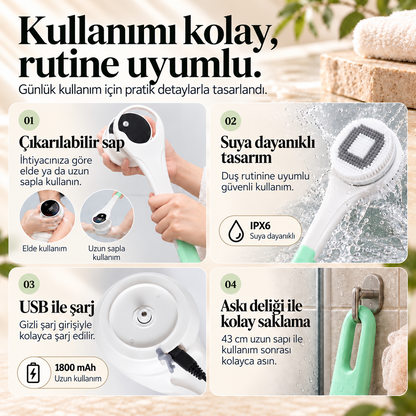 ORSILLE Body Wash çıkarılabilir sap, IPX6 suya dayanıklılık ve USB şarj